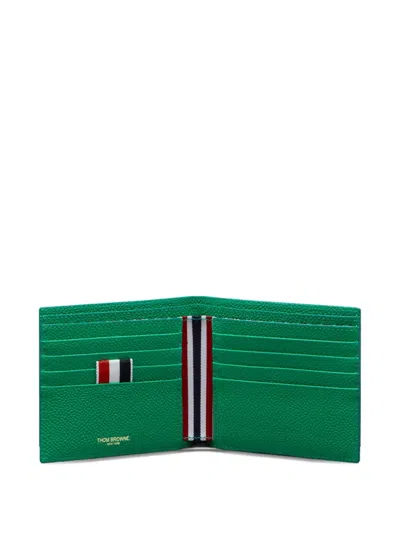 Thom Browne Pebble-grain Bifold Wallet In Green