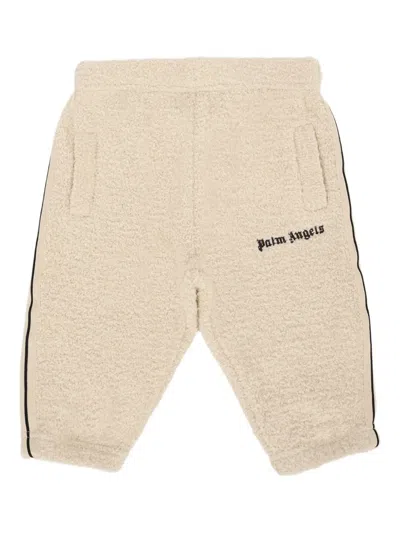 Palm Angels Teddy-fleece Side-stripe Trousers In Nude
