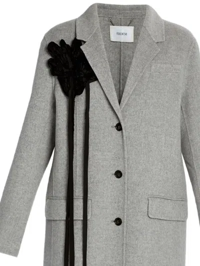 Erdem Floral-appliqué Tailored Coat In Gray