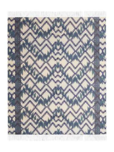 Pierre-louis Mascia Geometric-pattern Fringed Scarf In Blue