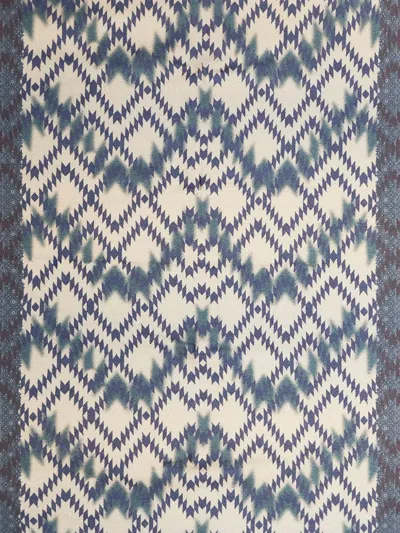 Pierre-louis Mascia Geometric-pattern Fringed Scarf In Blue