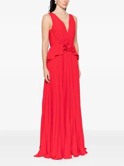 Nissa Women's Floral-appliqué Taffeta Midi Dress Red In Red