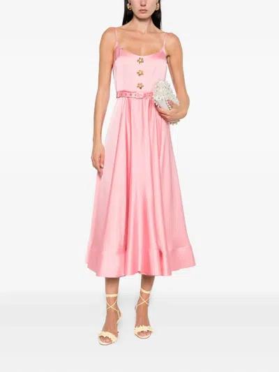 Nissa Belted Midi Dress In Pink