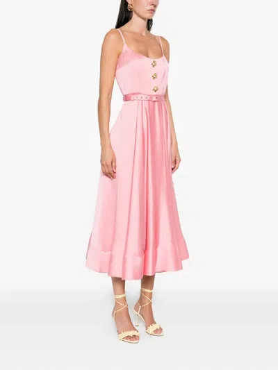 Nissa Belted Midi Dress In Pink