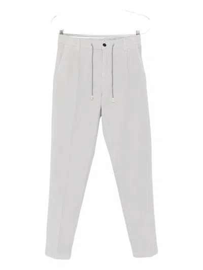 Eleventy Pleated Drawstring Trousers In Gray