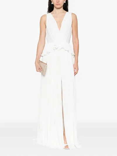 Nissa Pleated Maxi Dress In White