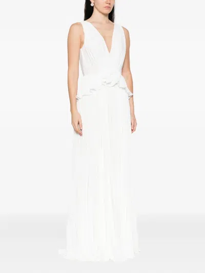 Nissa Pleated Maxi Dress In White