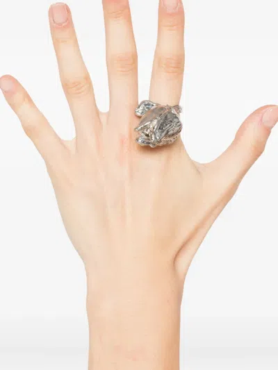 Marni Bold Sculptural Textured Statement Ring In Metallic