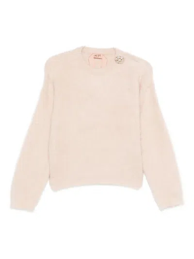 N°21 Embellished Crew-neck Sweater In Neutral
