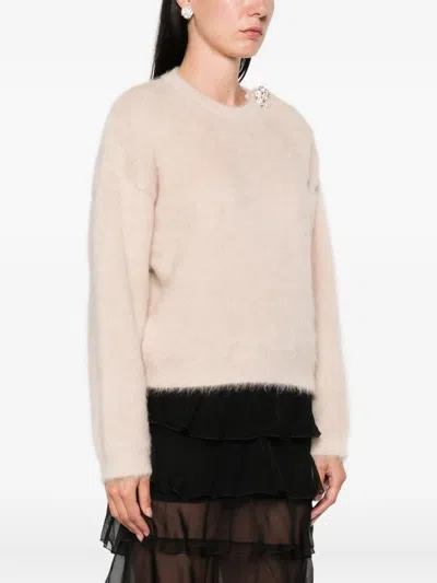 N°21 Embellished Crew-neck Sweater In Neutral