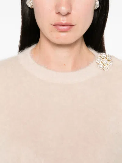 N°21 Embellished Crew-neck Sweater In Neutral