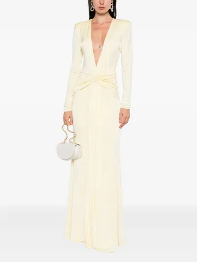 The New Arrivals Ilkyaz Ozel Azure Twist-front Maxi Dress In Neutral