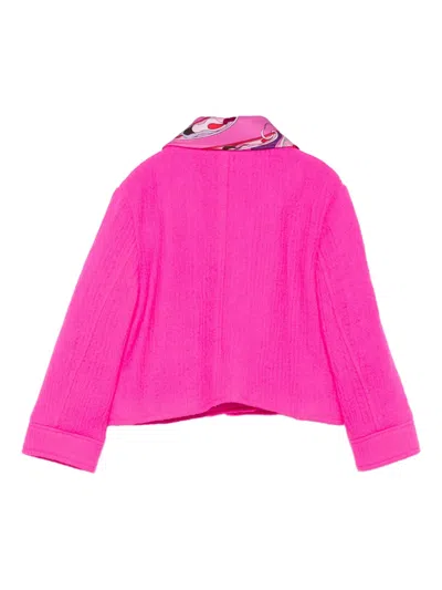 Pucci Junior Contrast-collar Jacket In Pink