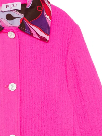 Pucci Junior Contrast-collar Jacket In Pink