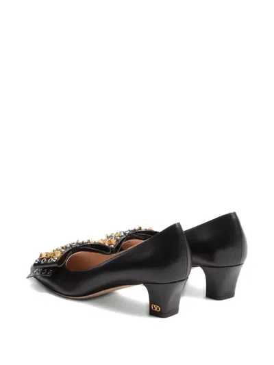 Valentino Garavani Bowow Pump In Kidskin With Studs 45mm Woman Black 40