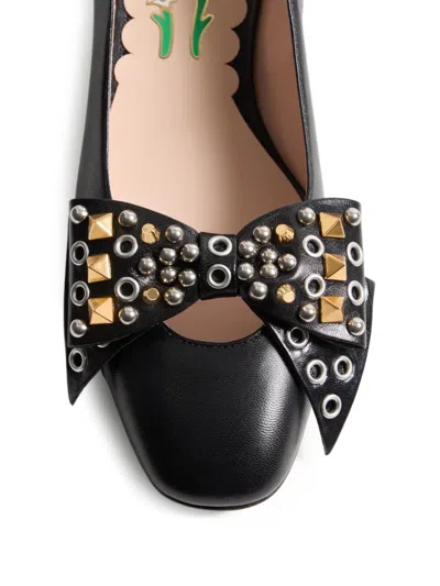 Valentino Garavani Bowow Pump In Kidskin With Studs 45mm Woman Black 40