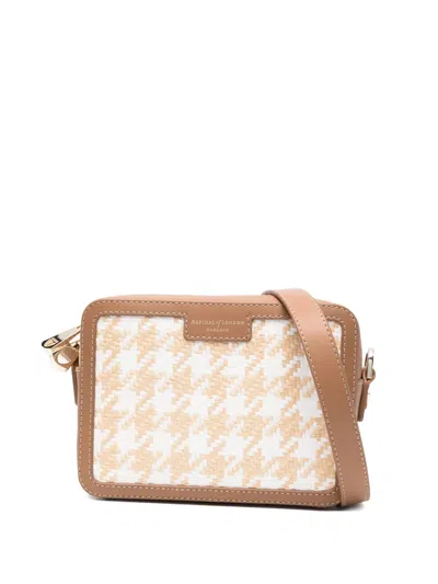 Aspinal Of London Houndstooth Raffia Cross Body Bag