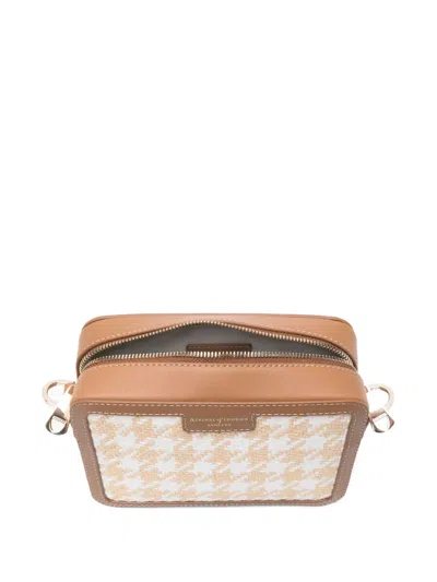 Aspinal Of London Houndstooth Raffia Cross Body Bag