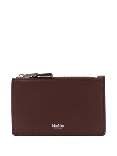 Max Mara Women Logo Embossed Cardholder In Brown