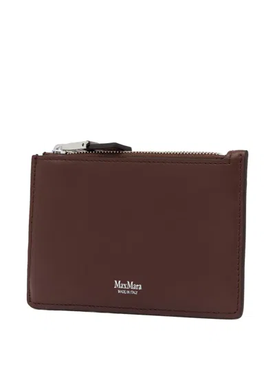 Max Mara Women Logo Embossed Cardholder In Brown