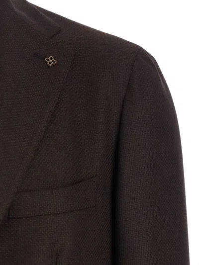 Tagliatore Bordeaux Single-breasted Jacket With Notched Revers In Brown
