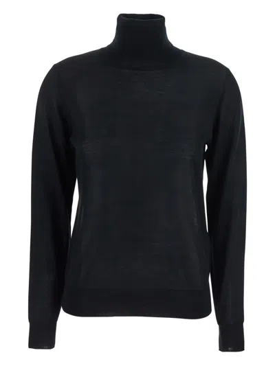 P.a.r.o.s.h Black Turtleneck Sweater In Blue