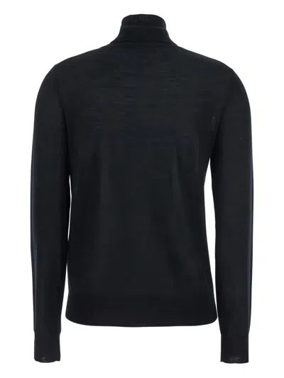 P.a.r.o.s.h Black Turtleneck Sweater In Blue