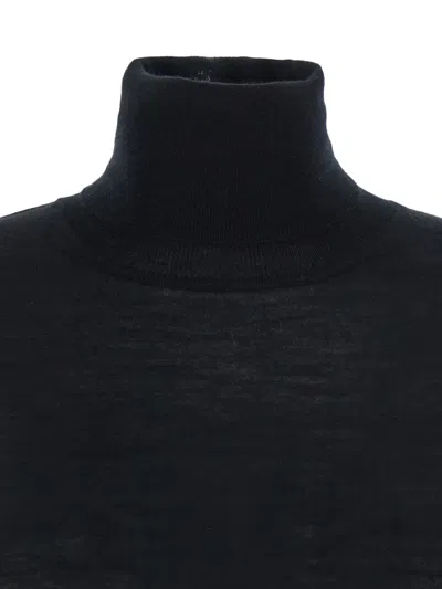P.a.r.o.s.h Black Turtleneck Sweater In Blue