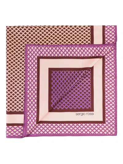 Sergio Rossi Mermaid Scale-pattern Silk Scarf In Multi