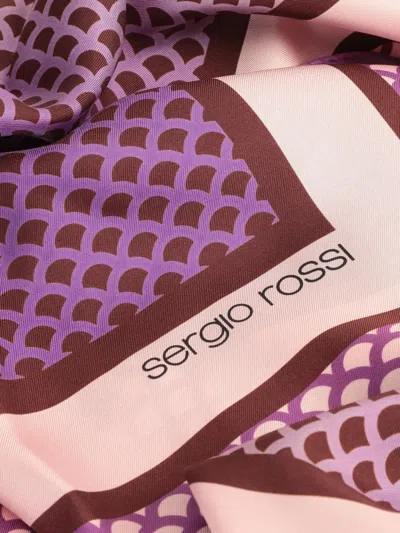 Sergio Rossi Mermaid Scale-pattern Silk Scarf In Multi