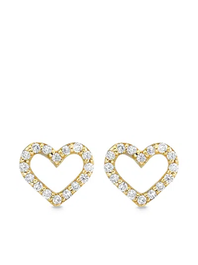 Sydney Evan 14k Yellow Gold Open Heart Diamond Stud Earrings In Gold