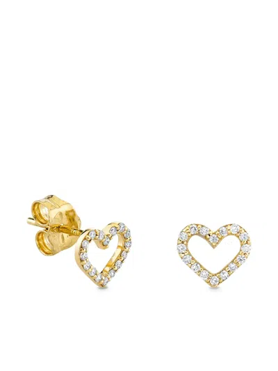 Sydney Evan 14k Yellow Gold Open Heart Diamond Stud Earrings In Gold