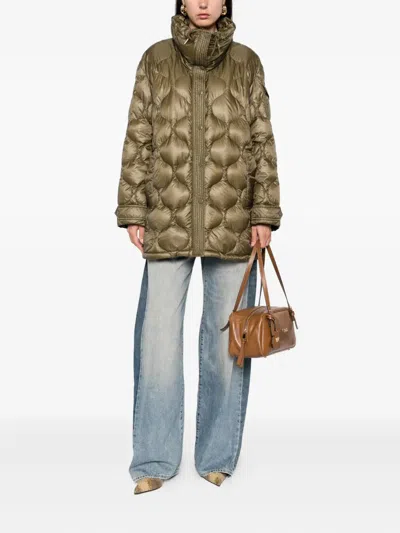 Moncler Lombi Quilted High-neck Jacket In Green