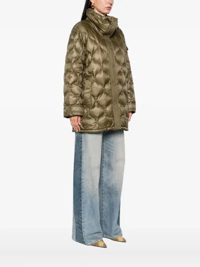 Moncler Lombi Quilted High-neck Jacket In Green