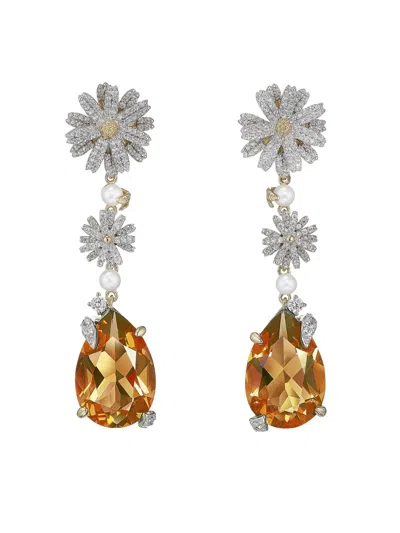 Anabela Chan Yellow Gold Daisy Drop Citrine Earrings In Metallic
