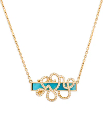 Auragraph 18k Yellow Gold Mood Diamond And Turquoise Necklace