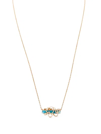 Auragraph 18k Yellow Gold Mood Diamond And Turquoise Necklace