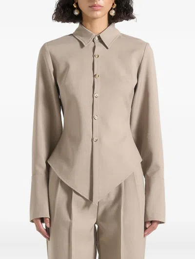 Manière De Voir Sonia Angled-hem Tailored Shirt In Brown