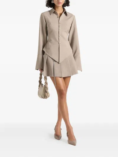 Manière De Voir Sonia Angled-hem Tailored Shirt In Brown