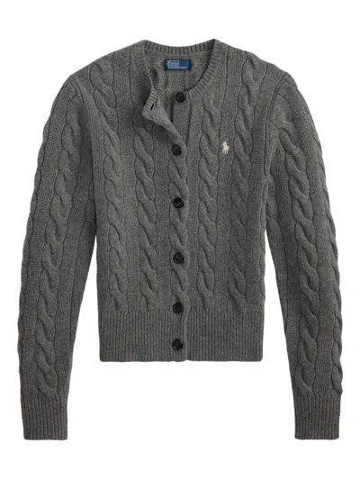 Polo Ralph Lauren Cable-knit Cardigan In Gray