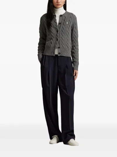 Polo Ralph Lauren Cable-knit Cardigan In Gray