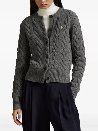 Polo Ralph Lauren Cable-knit Cardigan In Gray