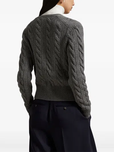 Polo Ralph Lauren Cable-knit Cardigan In Gray