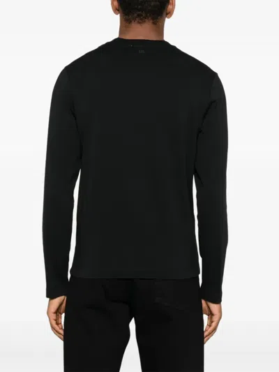 Ami Alexandre Mattiussi Ami Paris Men Black Crewneck Sweater With Adc Embroidery On The Front In Wool Blend Man In Multi