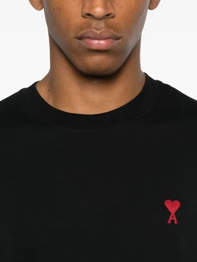 Ami Alexandre Mattiussi Ami Paris Men Black Crewneck Sweater With Adc Embroidery On The Front In Wool Blend Man In Multi