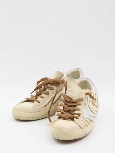 Golden Goose Super-star Sneakers In Zebra Pony Hair