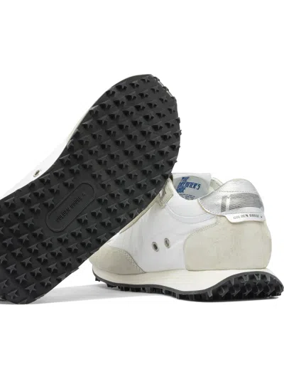 Golden Goose Running Marathon Distressed Leather-trimmed Shell And Suede Sneakers In White