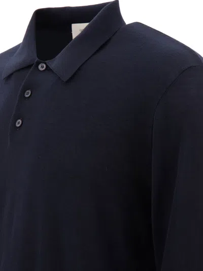 Golden Goose Long-sleeve Knit Polo Shirt In Blue
