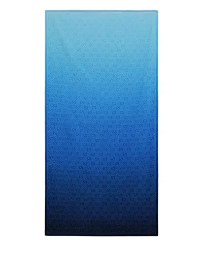 Gucci Gg-motif Towel In Blue