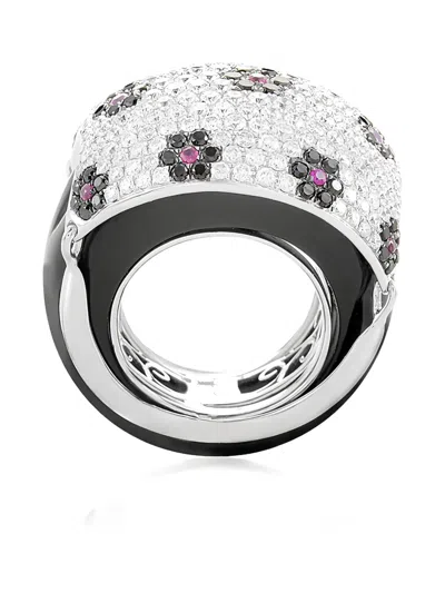 Pre-owned Lb Exclusive 18k White Gold Multi-stone Dome Ring